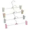 L8RF 10 Pcs Practical Plastic Pants Hanger with 2 Adjustable Clips Anti-Rust Hook 1
