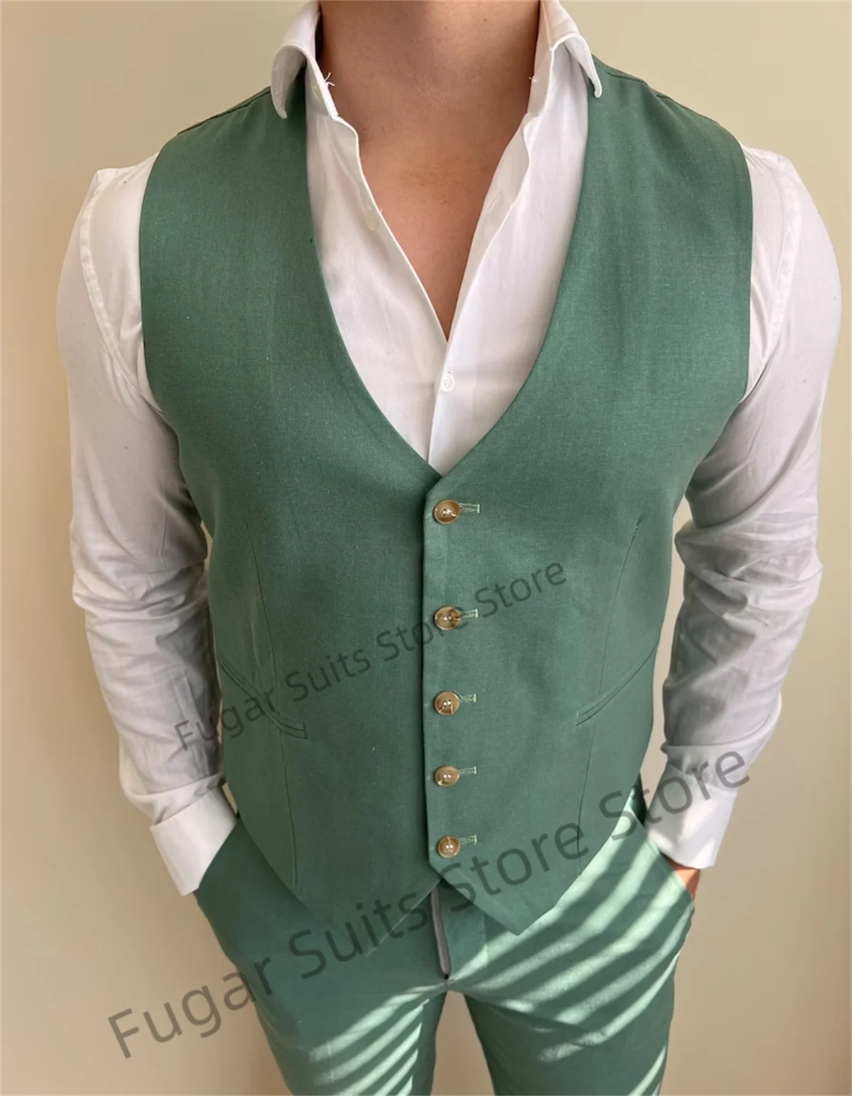 Fashion Green Elegant Suits For Men Slim Fit Handsome Formal Groom Prom Tuxedos 3 Pieces Sets Busness Male Blazer Costume Homme