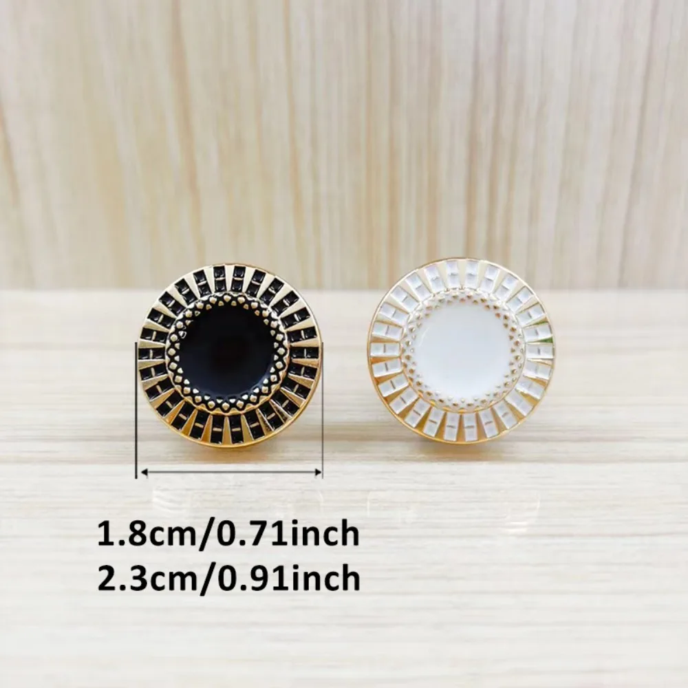 블랙 앤 화이트 메탈 버튼 골드 트림, 가디건 블레이저 재킷 코트 장식 버튼에 적합, 10 세트 패션