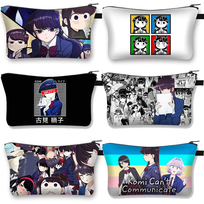 

Anime Komi San Can't Communicate Cosmetic Case Women Makeup Bags Manga Komisan Shouko Excited Lipstick Bag Zipper Toiletry Bags
