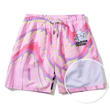 

Hip Hop Streetwear Harajuku Shorts Sweatpants Pink Printed Shorts 2022 Men New Jogger Beach Shorts Summer Short Pants Swimwear