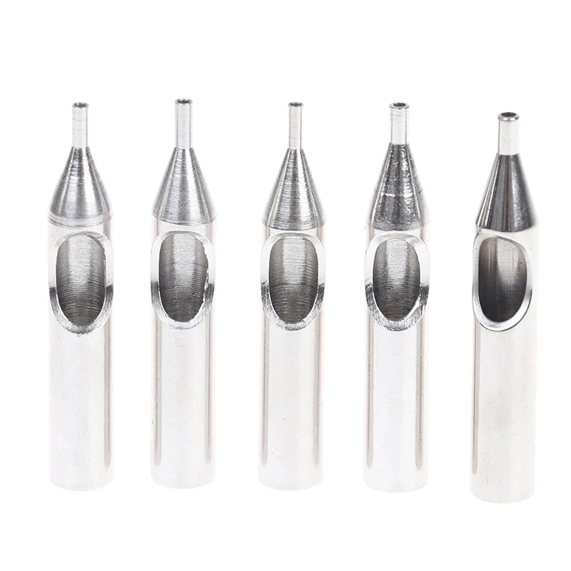 11 Pcs Stainless Steel Tattoo Tips Set Mixed RT FT DT Round Flat Diamond Assorted Types Tattoo Tip Tube Machine