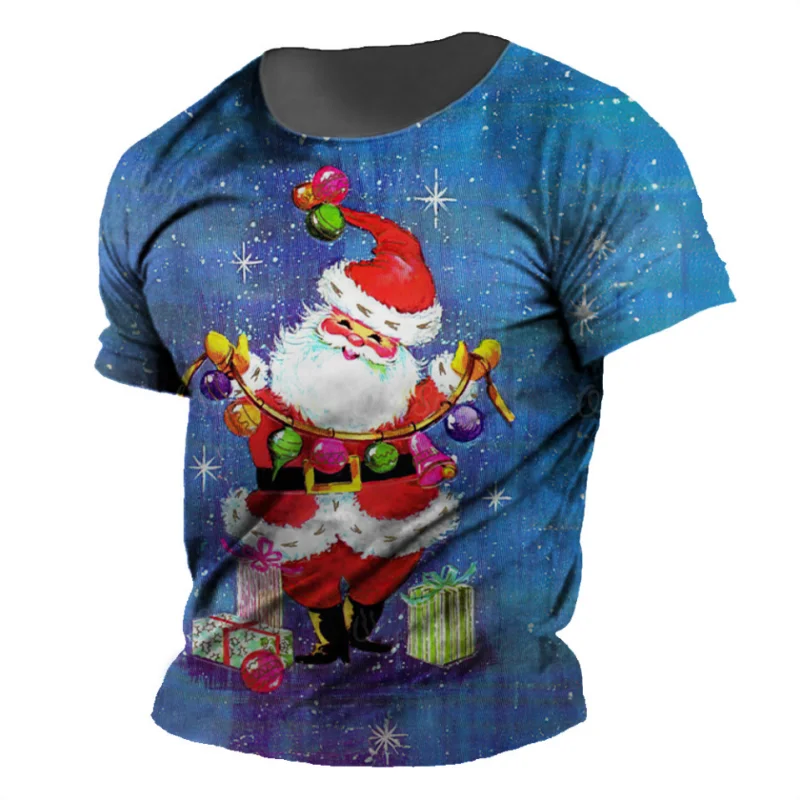 Christmas Men's Santa Claus 3D T-shirts Santa Claus Fashion Athleisure 3D Print Tee