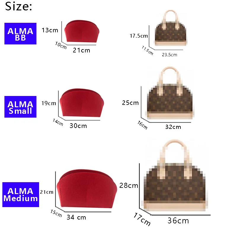 Alma Bag Organizer Bag in Bag Inner Bag For Alma BB Small Medium