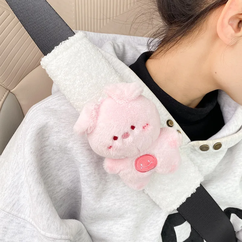 귀여운 동물 곰 자동차 시트 벨트 패드, 범용 자동차 시트 어깨 스트랩 패드 쿠션 커버, 자동차 벨트 보호대 안전 벨트 커버