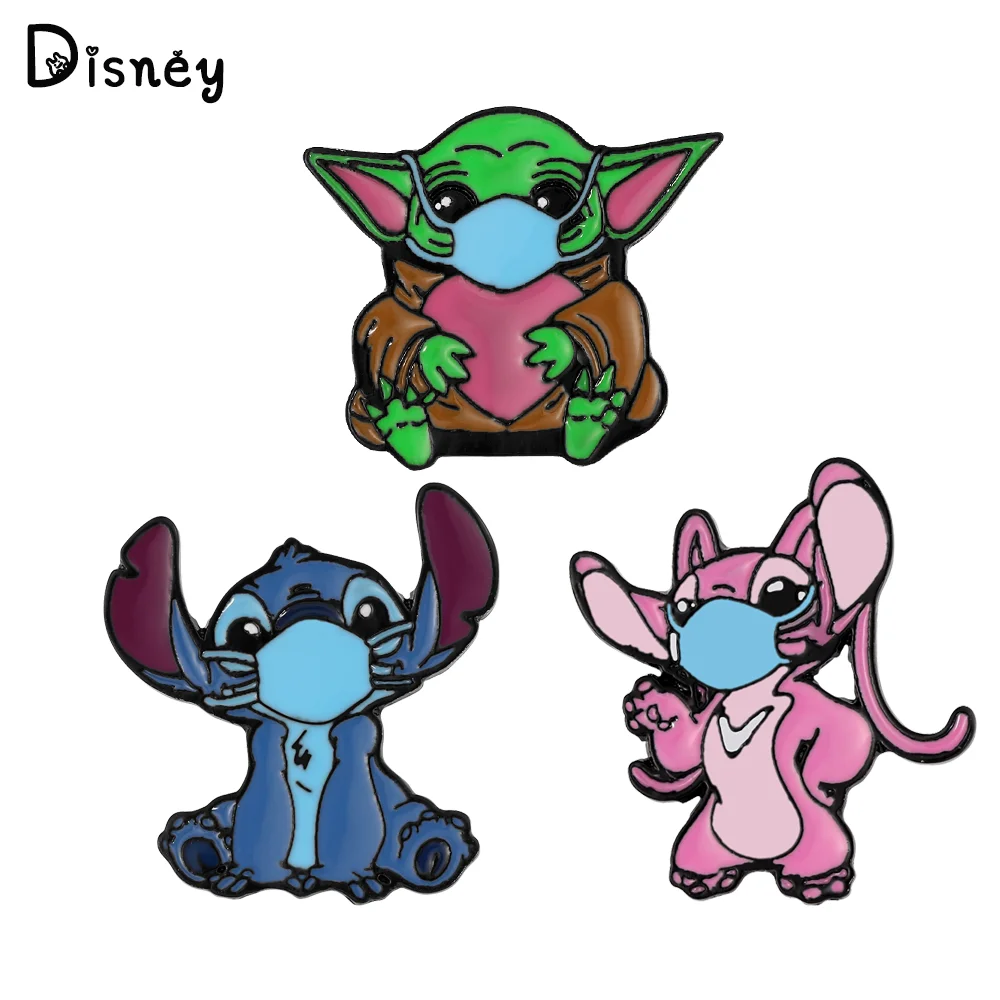 Disney Lilo And Stitch Star Wars Spilla Stitch Yoda Mask Metal Cute Badge Pin Accessorio Vestiti Zaino Pin Gioielli Regali