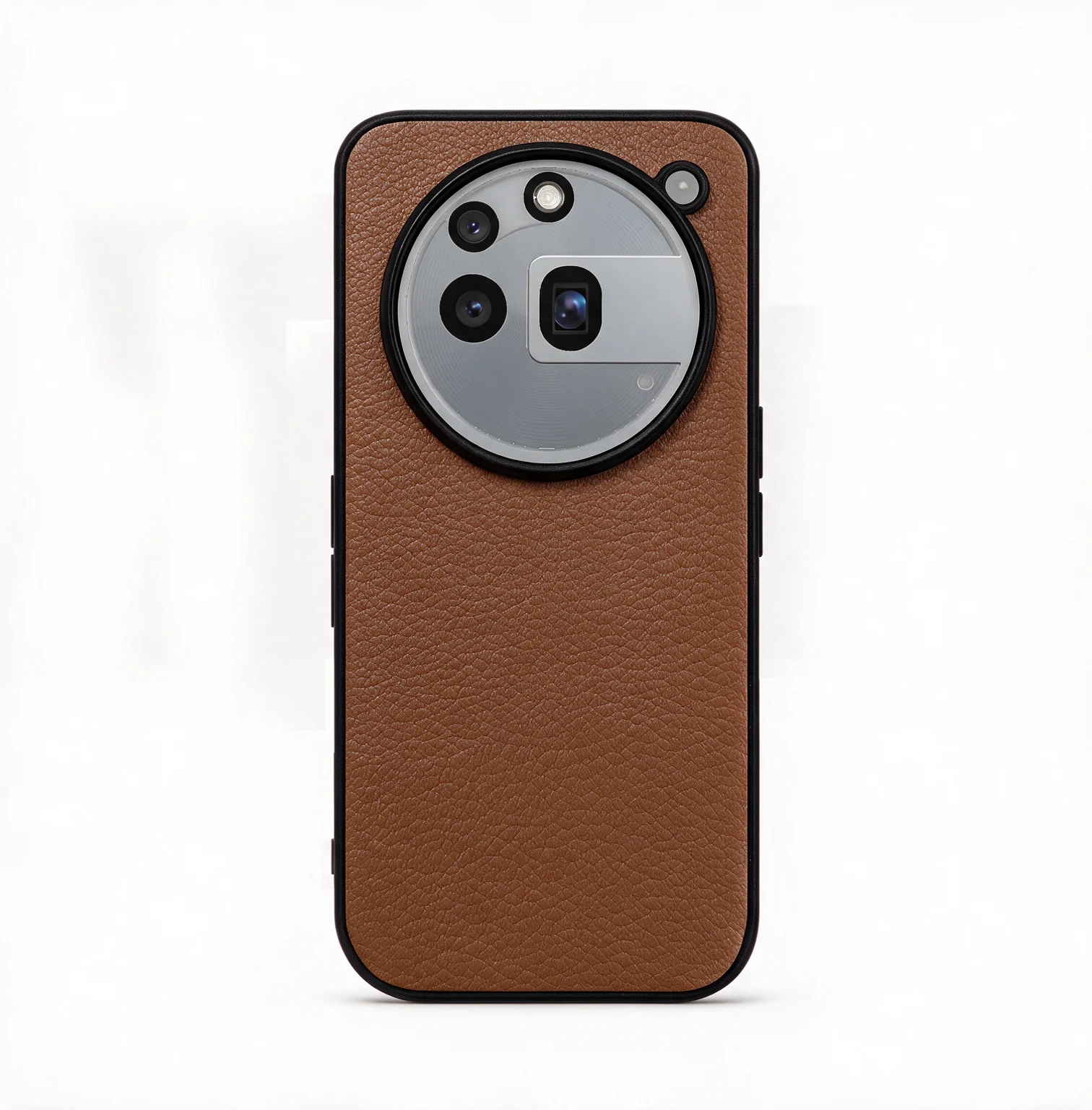 Luxury Genuine Leather Shockproof Phone Case - Solid Color Design