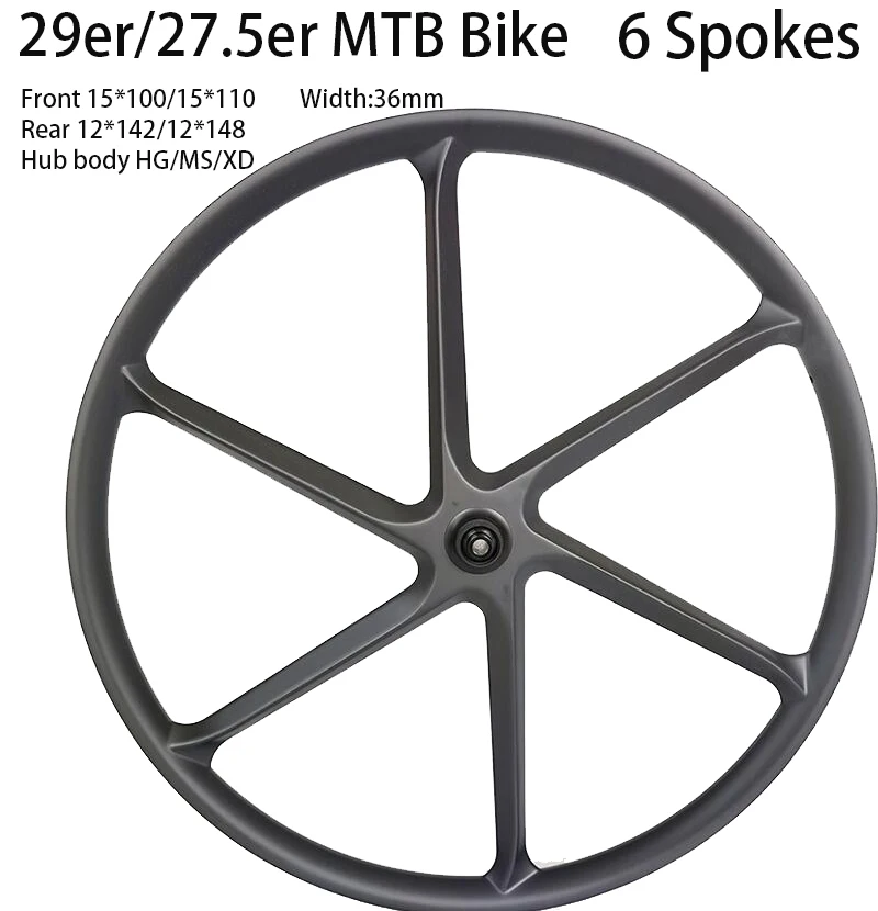 700C 27.5er 29er E-Bikes Carbon колесо горного велосипеда, дисковый тормоз, бескамерные 6 спиц XC, комплект колес 100x15 142x12 110x15 12x148 Boost