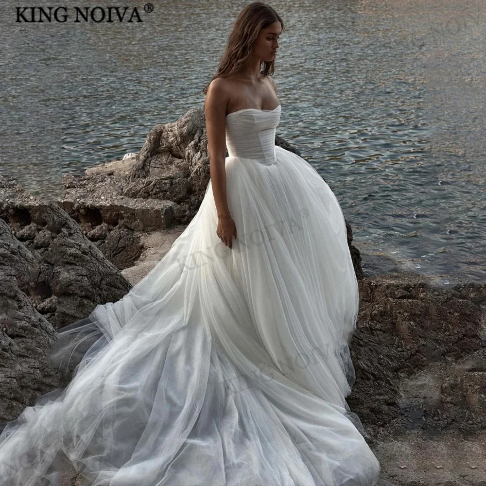 

KING Gorgeous Strapless Sleeveless A-Line Wedding Dresses For Woman 2024 Backless Floor Length Bride Gown Vestido De Novia