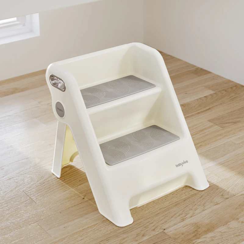 Foldable Step Stool for Toddlers-Anti-Slip Bathroom Toilet Training Ladder, Portable Kids Washing Stool with Safety Handrail