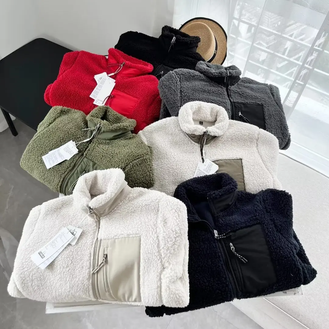 

Autumn and Winter Men's and Women's Stand Collar Lamb Wool Coat Warm Long-sleeved Casual Jacket