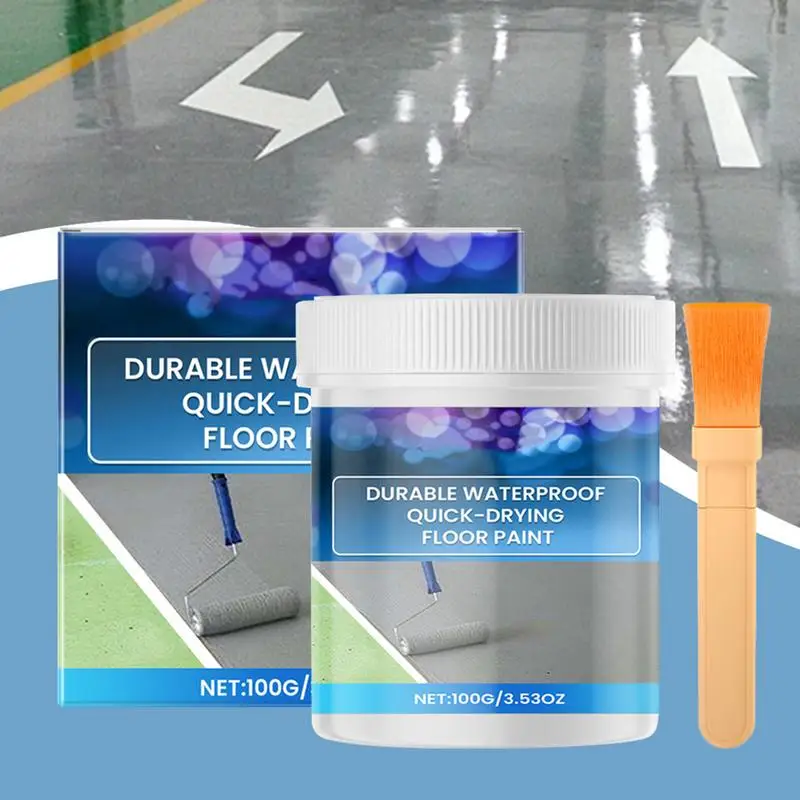 Garage Paint Floor Quick-Dry Interior Exterior Floor Paint Waterproof Resurface Kit With Brush Refinishing Tool Water-Based