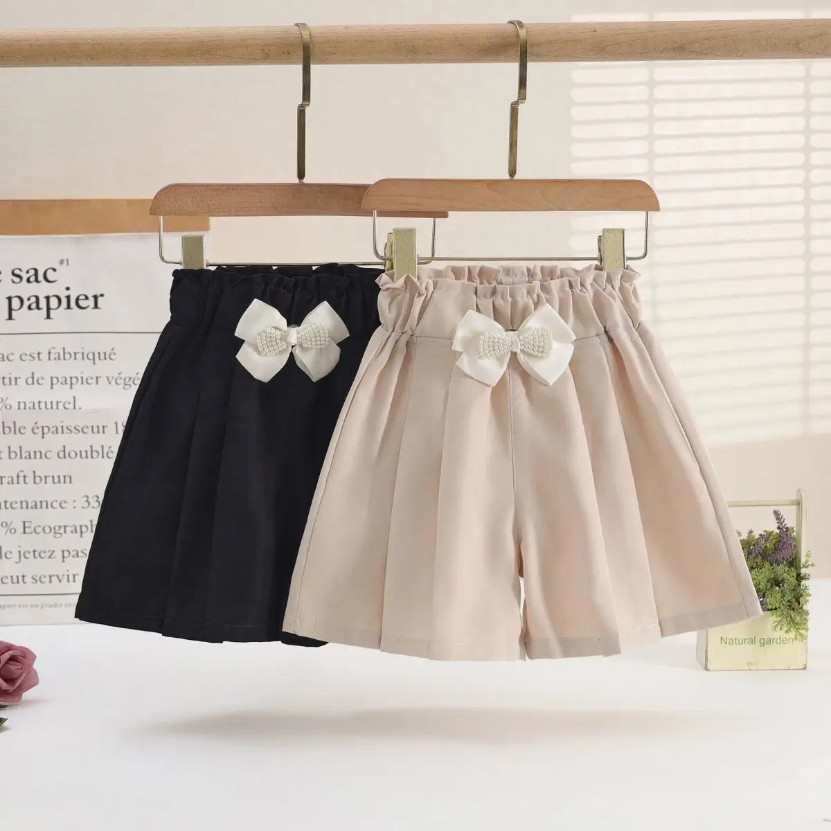 4-16 Yrs Teenager Girls Korean High Waisted Loose Shorts Back To School Green Clothes New Summer Baby Girls Beach Clothes