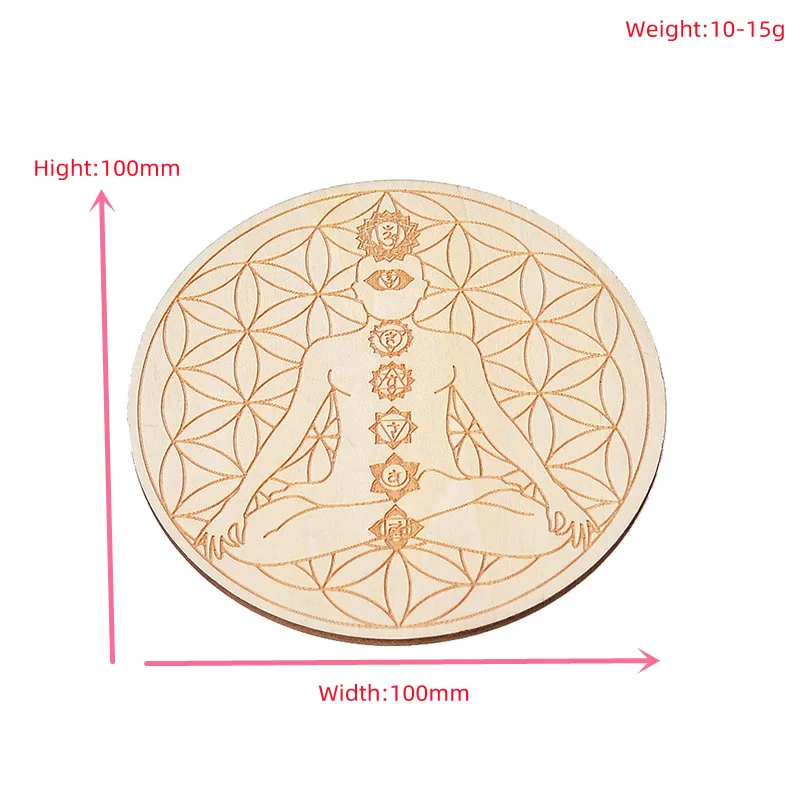 1PC 10Cm For Seven Chakra Healing Stone Seven Star Array Reiki Wood Plate Cube Yoga Chakra Home Decor Diy Gift