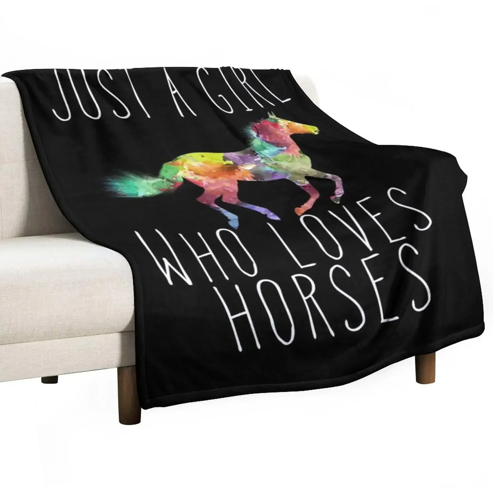 

Just A Girl Who Loves Horses Throw Blanket Cute Plaid blankets and throws Blankets