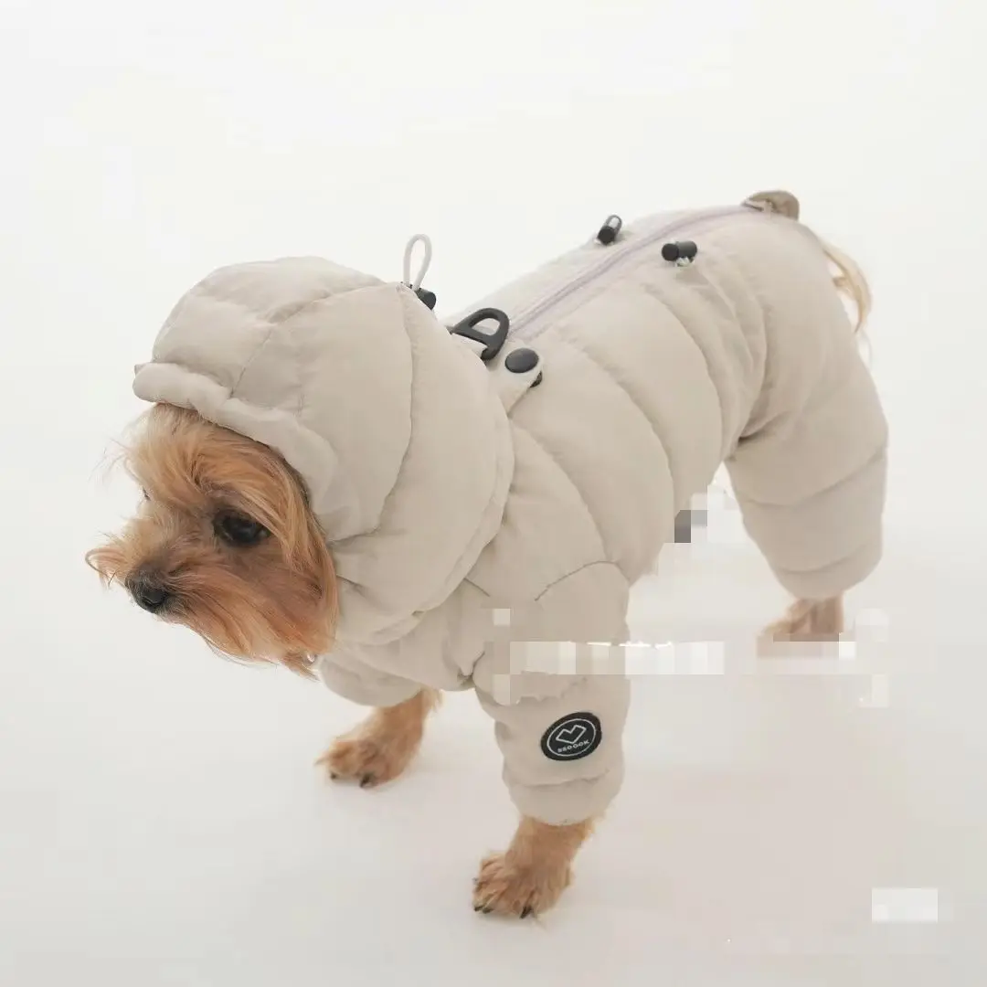 Cozy Korean Teddy Poodle Winter Jacket - Four-Legged Thick Down Coat for Warmth and Cold Protection