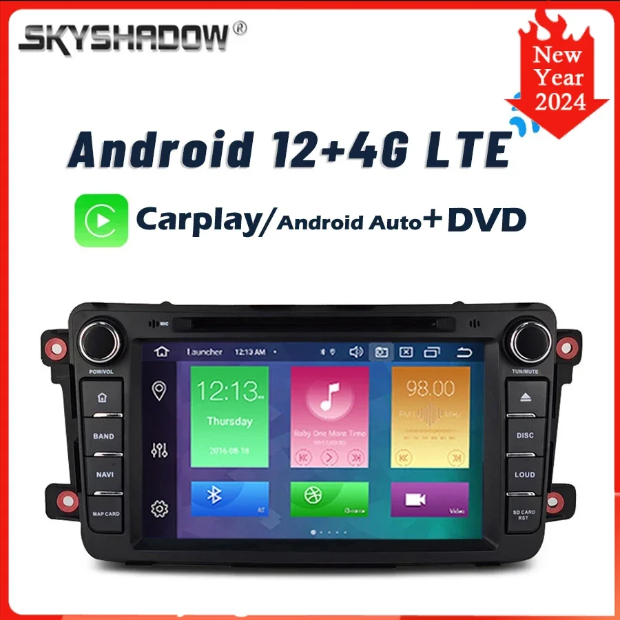 

DVD Carplay DSP 4G LTE Android 12.0 8Core 8G + 128GB Car Player GPS Map Wifi RDS Radio Bluetooth For Mazda CX9 2009 2010 -2015