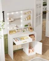 Туалетный столик с зеркалом и 10 светодиодами, туалетный столик с 3 полками и 4 открытыми отделениями, туалетные столики большой