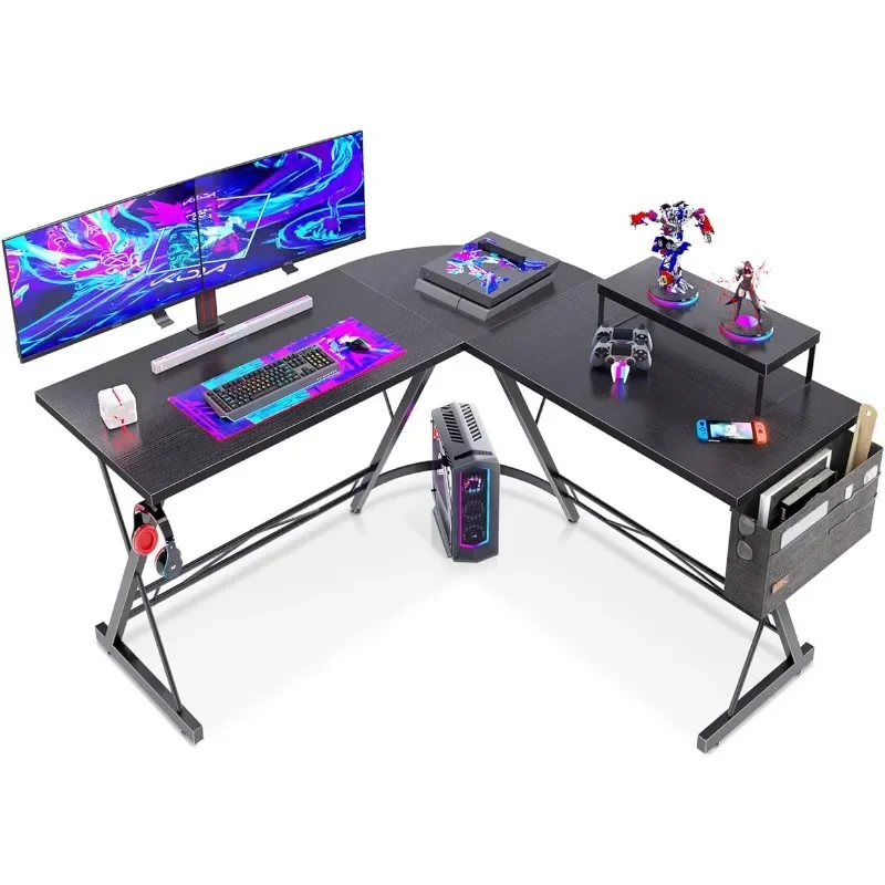 

L Shaped Gaming Desk, Home Office Desk with Round Corner, Computer Desk with Large Monitor Stand Desk Workstation, 51 inches