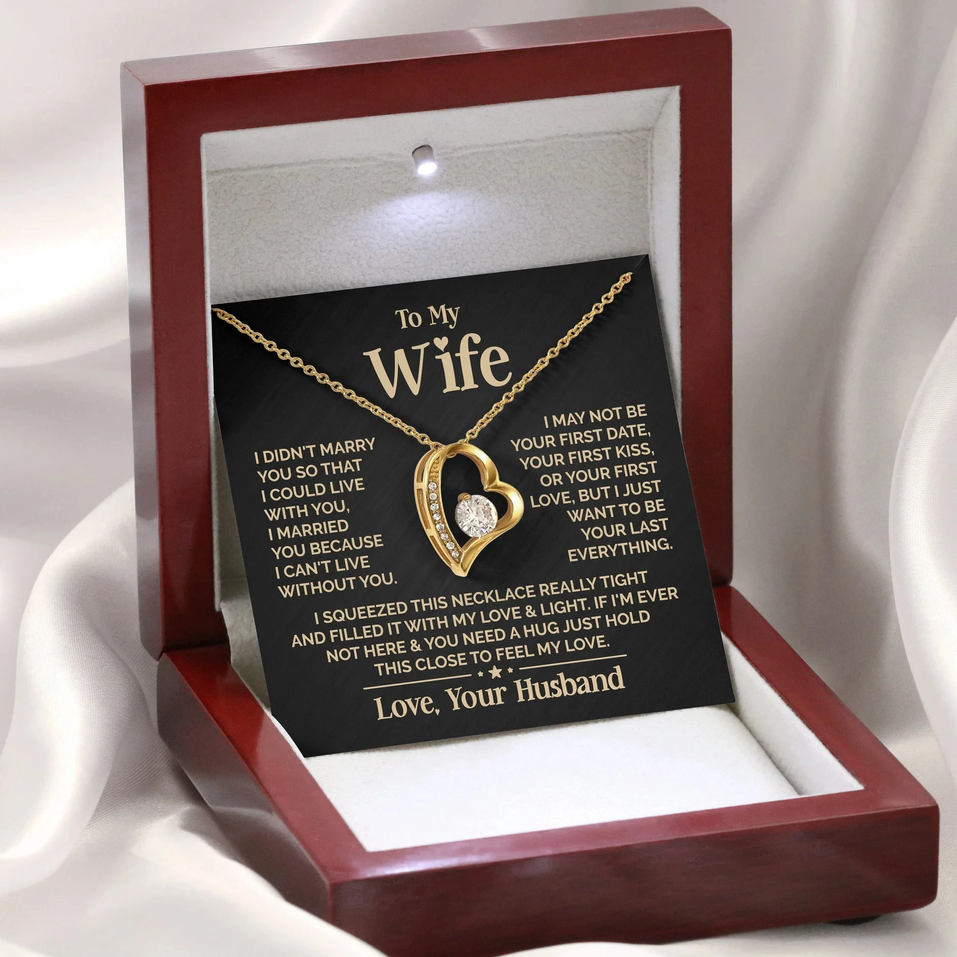 Heart Necklace Jewelry Box Gift Set for Wife with message card