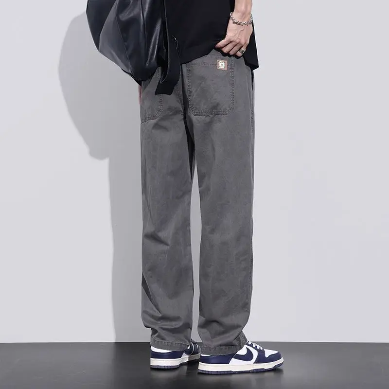 Spring Autumn Elegant Fashion Harajuku Slim Fit Ropa Hombre Loose All Match Casual Pants Solid Pockets Sport Straight Leg Pants