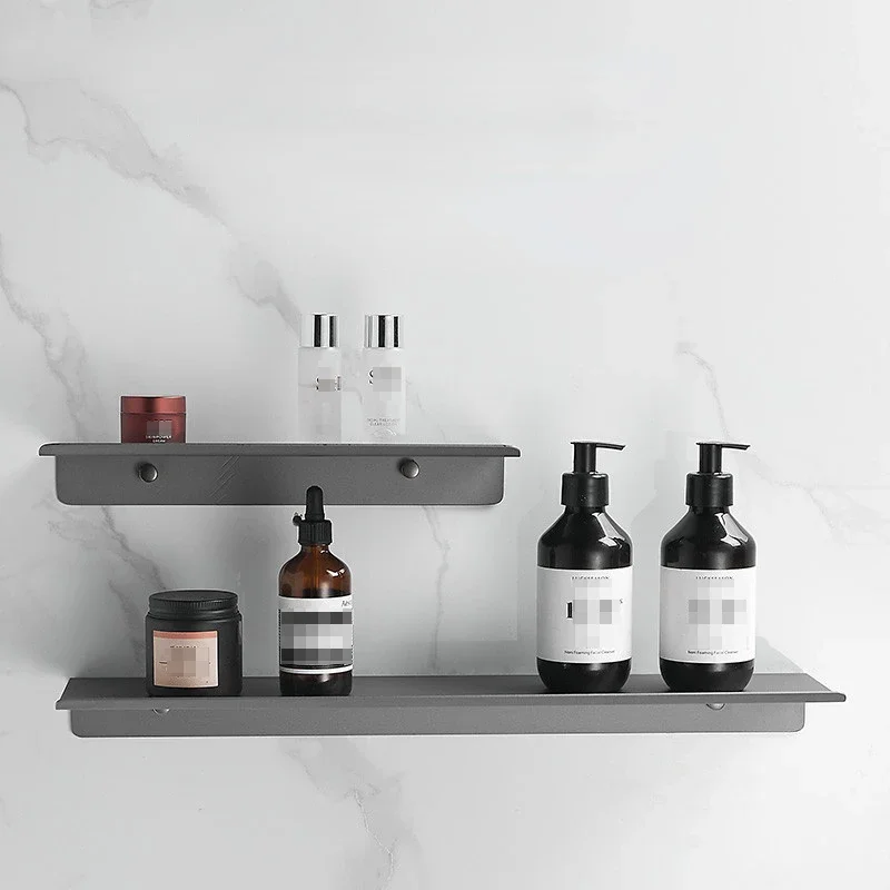 Bathroom Gun Gray Aluminum Shelf Tray Toilet Wall Mounted Cosmetics Storage Rack Toilet Shower Room Shower Gel Shelf