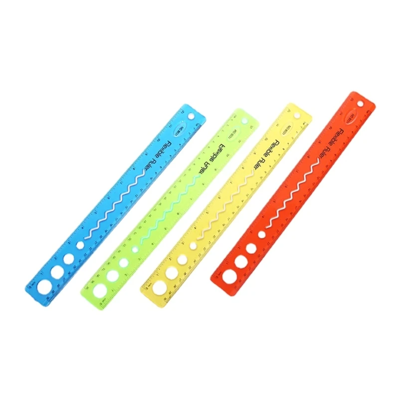 

4Pcs Clear Ruler, Shatterproof Safety Kids School Supplies for School and Office