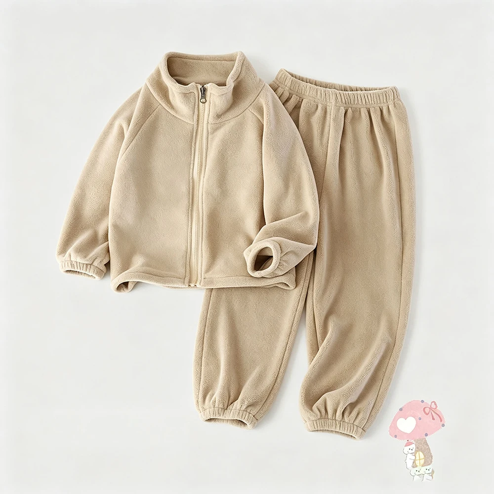 Winter Kids Fur-Lined Hoodie & Pants Tracksuit Set