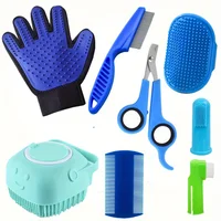 8 Pcs Pet Grooming Set, Hair Removal Comb For Dog, Flea Comb, Dog Shampoo Brush, Pet Nail Clippers, Dog Toothbrush Set 1