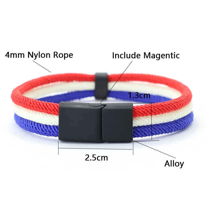 Noter Neue Neuartige Flagge Farbe Armband Für Männer 4mm Nylon Schnur Kette Armband Zu Öffnende Magnet Schnalle Spanisch Ukrainischen symbol Armband – Detail 7