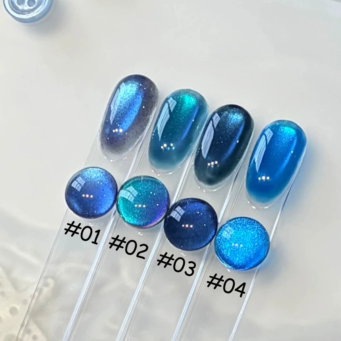 1개 PSK 2026 뉴 화이트닝 썸머 플래시 써 시리즈 블루 캣아이 젤 네일 폴리쉬 블루 라이트 글래스 비드 네일 아트 아주르 네일즈