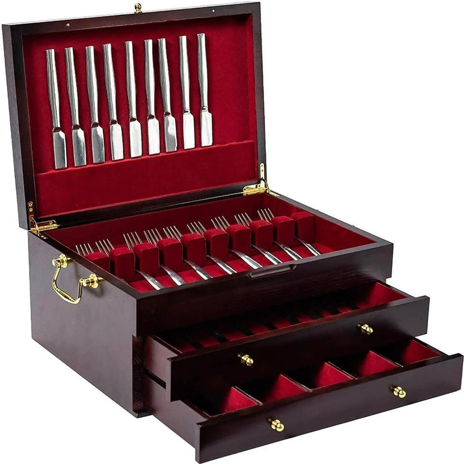 Silverware Storage Box Utensil Case Gifts Felt Lined Versatile with Lid Organizer Flatware Storage Box for Restaurant Home