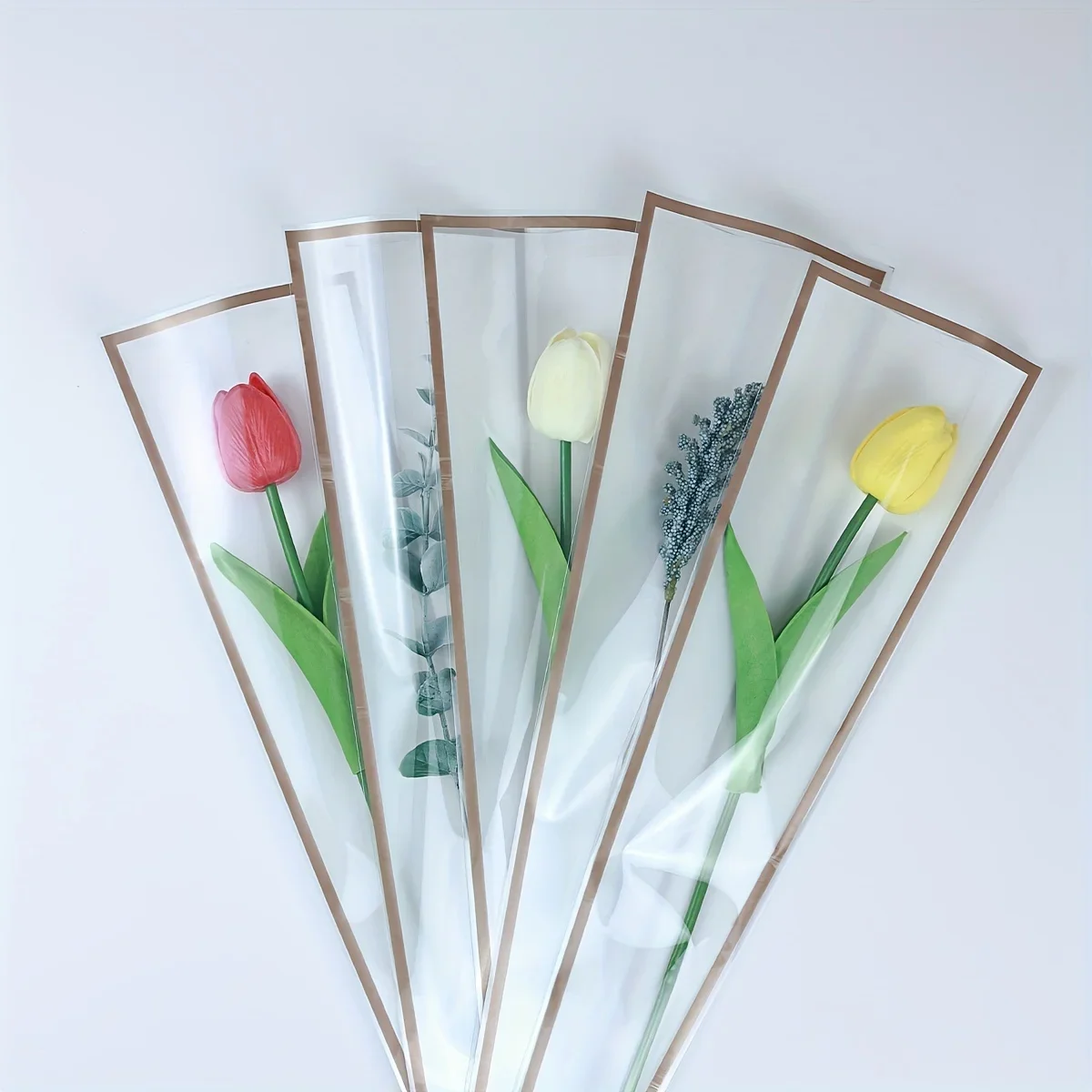 50/100pcs Single rose sleeve flower package bouquet package Valentine's Day with clear cellophane flower packaging bag.
