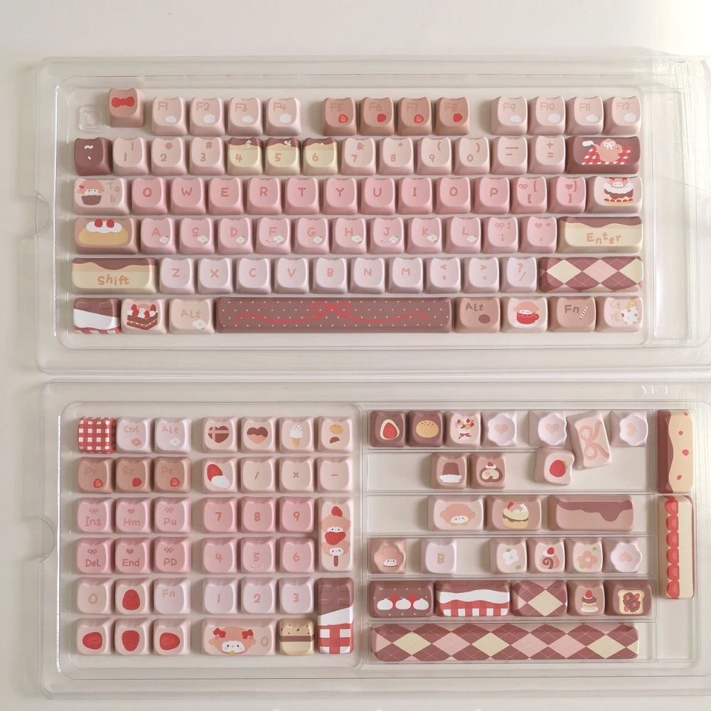 Mao-cute Altura Cat Head Keycap Keycaps Personalizados dos Desenhos Animados Rosa Morango Chocolate Teclado Mecânico Bolo Keycaps - Imagem 4