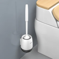 Premium Silicone Toilet Brush and Bathroom Cleaning Set (Wallmounted Black)