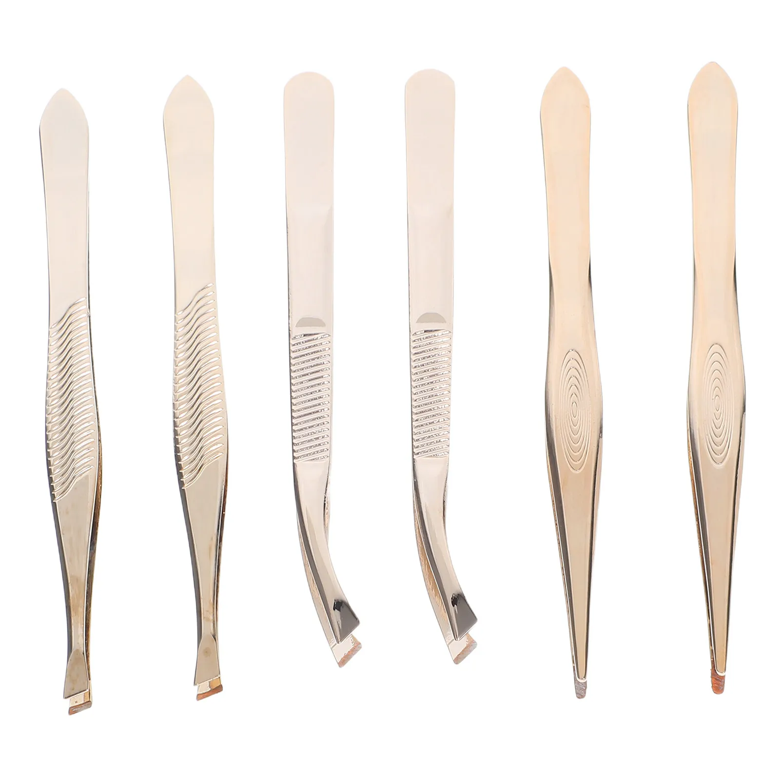 6Pcs 속눈썹 핀셋 키트 속눈썹 연장용 스테인레스 스틸 인체공학적 속눈썹 도구 클러스터 속눈썹 눈썹 정리 여행용
