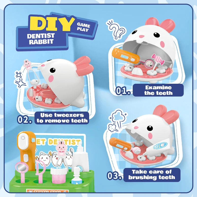 Plastic Dentist Toy Set for Kids Pretend Play