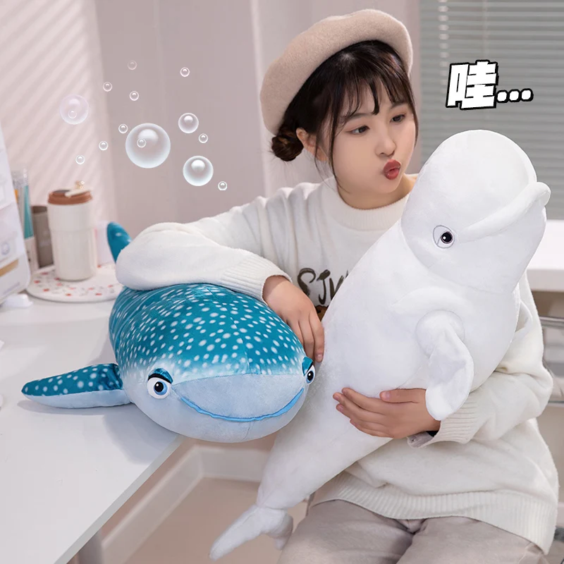 75cm Beluga stuffed animal plush toy spotted shark plush pillow sandwich bed pillow big girl gift