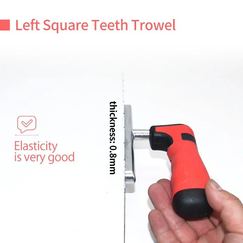Plastering Trowel 15mm Square Teeth Stainless Steel 280mm Plastic Handle