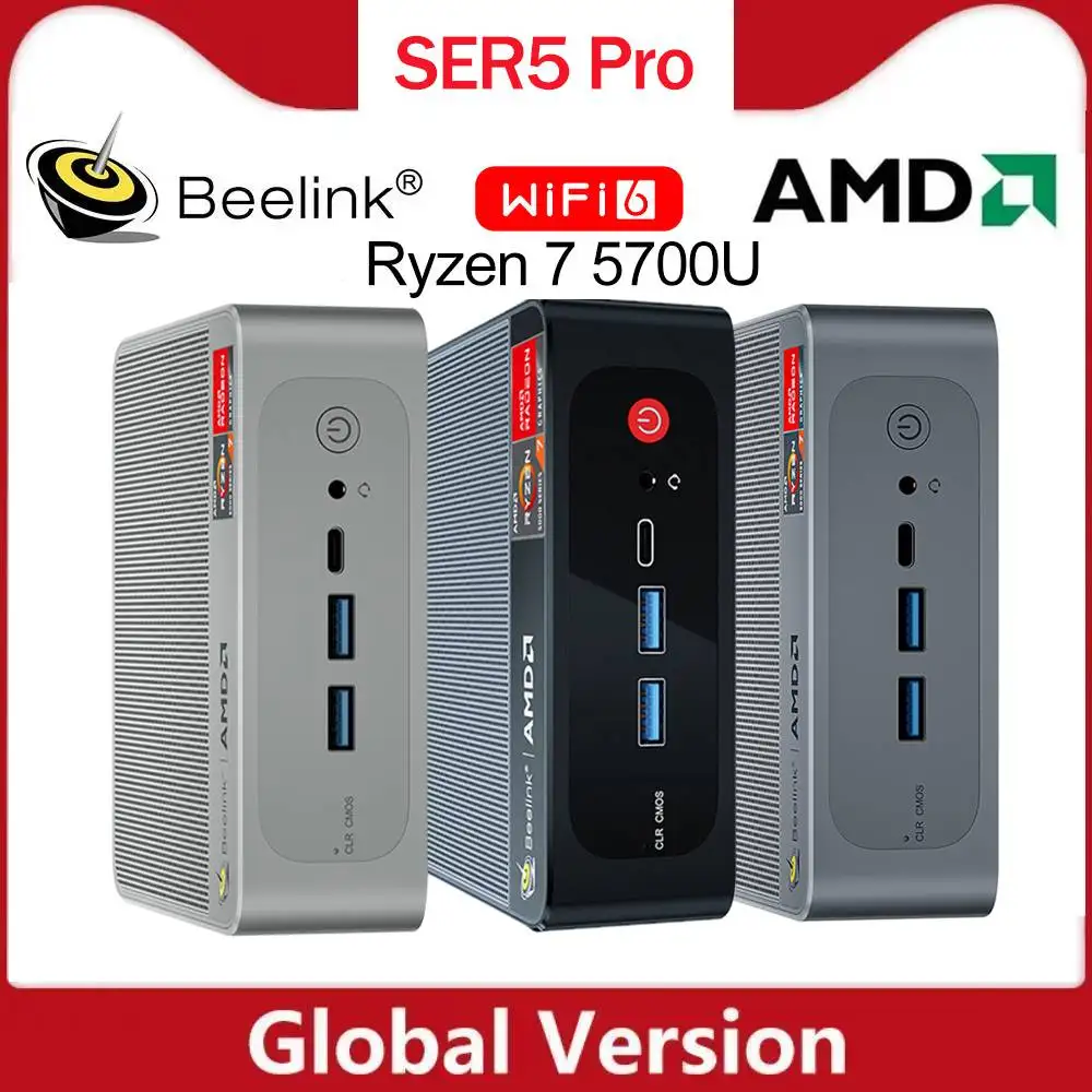  Beelink Mini PC, AMD Ryzen 7 5700U(8C/16T, Up to 4.3GHz), 16GB  DDR4 RAM 500GB PCIe3.0 x4 SSD, SER5 Pro Mini Desktop Computer Support 4K  Triple Display/DP/HDMI/USB 3.2/WiFi 6/BT5.2, Gaming/Office/Home :  Electronics