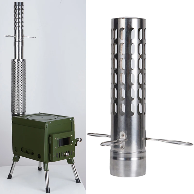 

Туристическая палатка, дровяная печка, трубы из нержавеющей стали для дымохода, портативная для кемпинга, пикника, приготовления пищи, горелка, выхлопная труба для дыма, 26 см