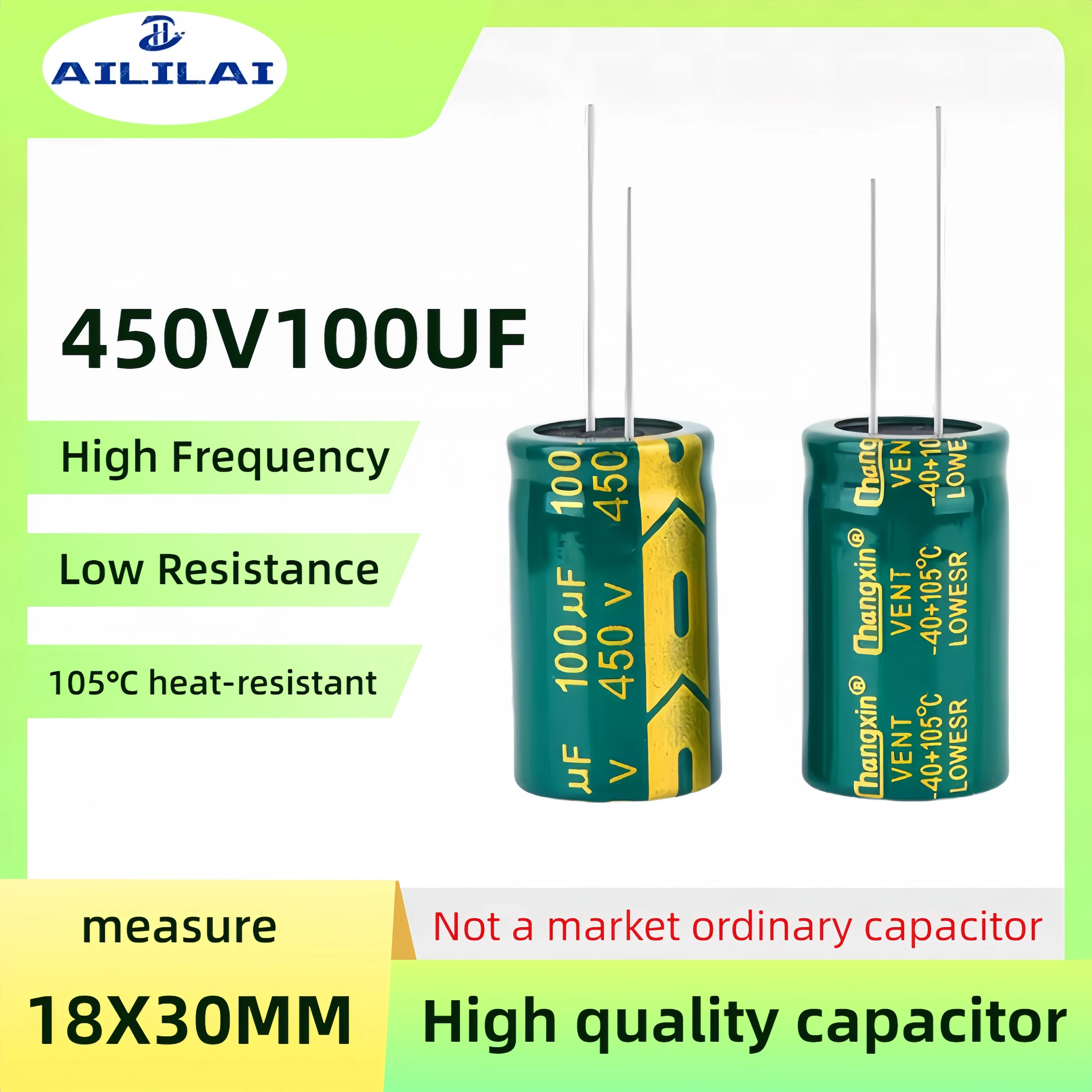 Original 450v100uf Low ESR/Impedance High Frequency 450V 100UF Aluminum Electrolytic Capacitor 450V100F Size: 18x30MM 2PCS