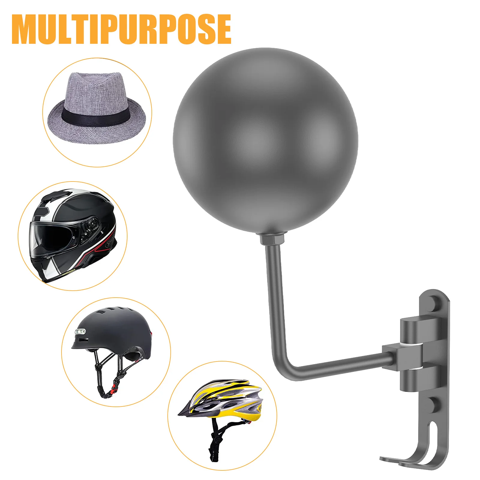 Steel Motorcycle Helmet Holder Rack with 180 Rotation