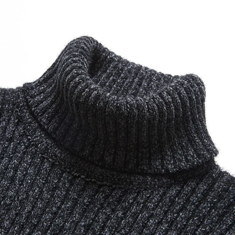 Trend Fashion Autumn Winter Sweaters Men Solid Turtleneck Mink Cashmere Thicken Smart Casual Long Sleeve Pullovers Knitted Tops 6