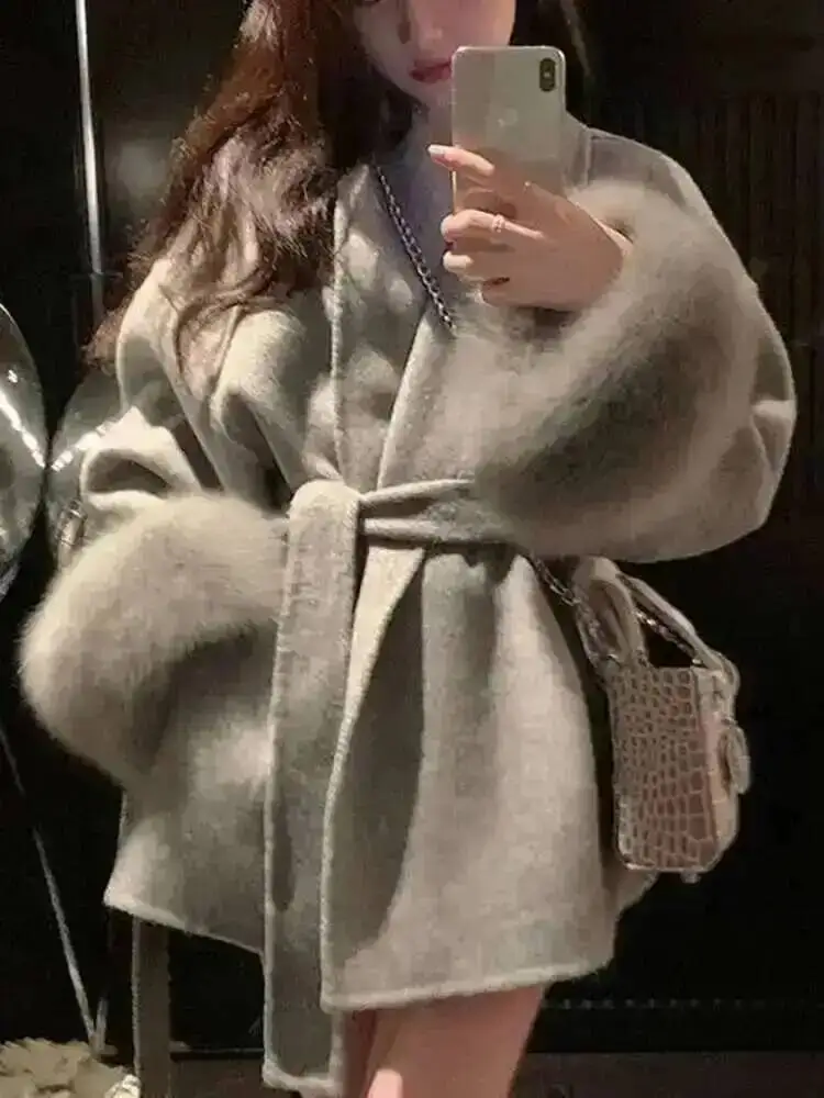 UCXQ-Manteau en laine à manches longues pour femme, pardessus patchwork, veste élégante, beaux vêtements, avocat, bureau, automne, printemps, 2025