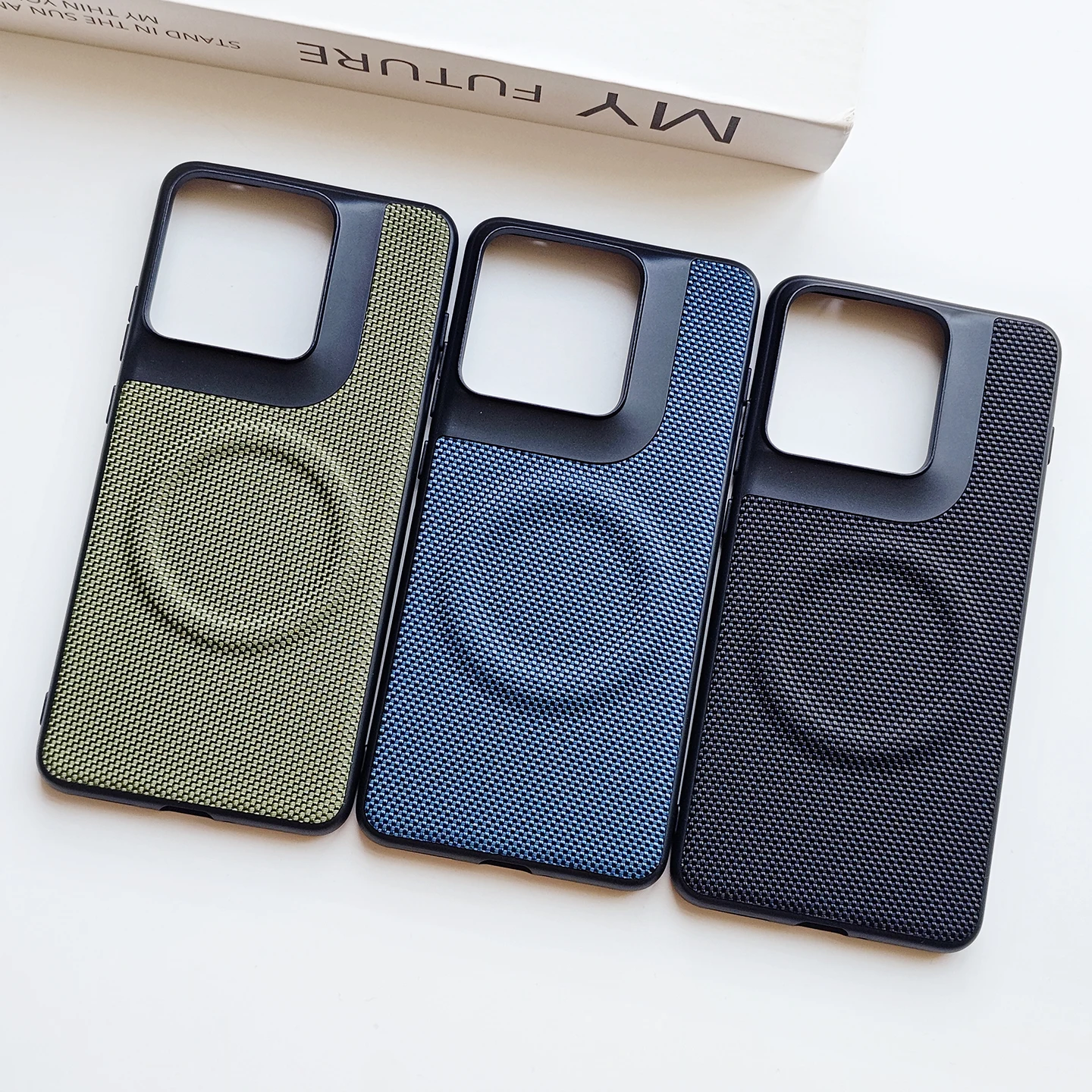 Air Magnetic Anti-Fingerprint Leather Phone Case with Weave Design