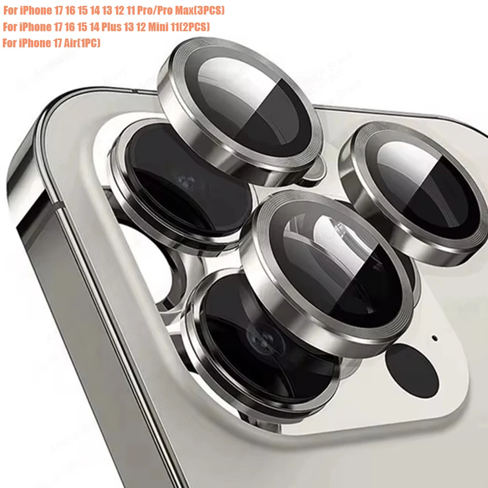 Premium Tempered Glass Camera Lens Protector with Metal Ring
