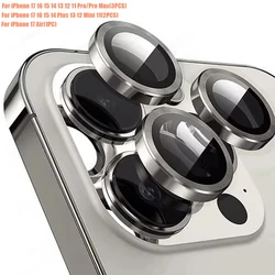 Premium Tempered Glass Camera Lens Protector with Metal Ring - iPhone 15 Plus (Titanium Gray)