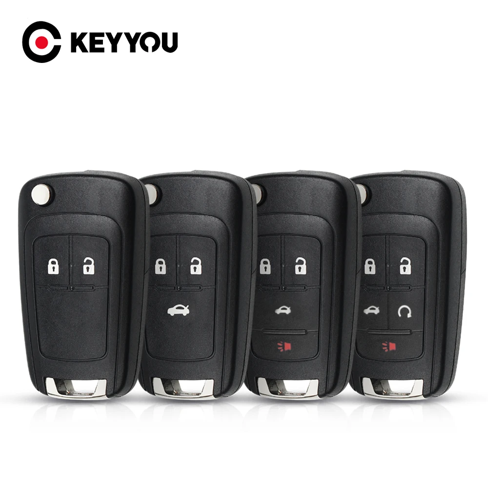 

KEYYOU 10PCS Flip Folding Remote car Key Shell For Chevrolet Cruze Epica Lova Camaro Impala 2 3 4 5 Button HU100 Blade
