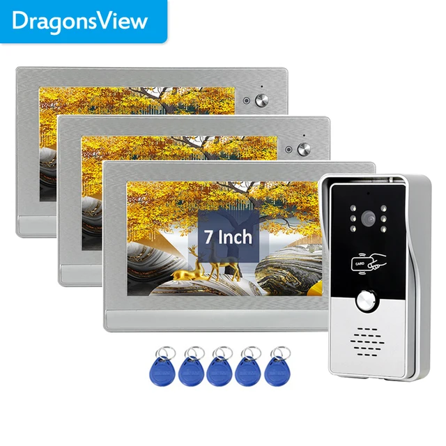 Dragonsview 7 Inch Video Intercom for Home Video Doorbell Camera with RFID Card Multiple System  Unlock Talk Rainproof 2